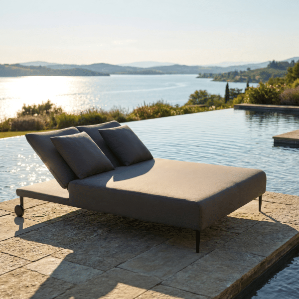 Doppelliege Saint Tropez anthrazit MIT ROLLEN