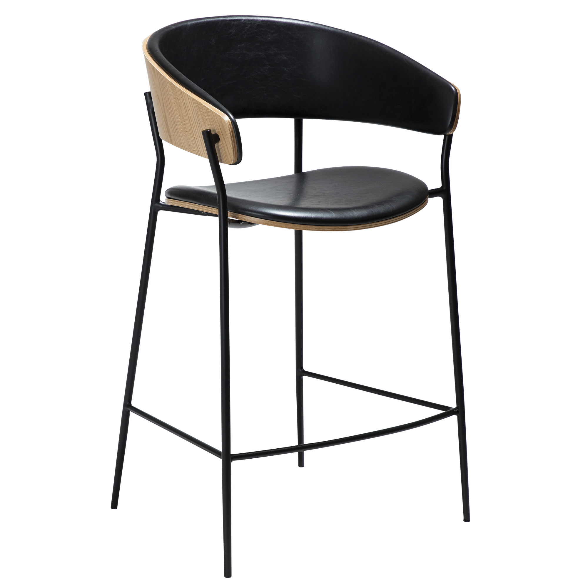crib-counter-stool-vintage-black-art-leather-w-oak-seat-and-back-and-black-metal-legs-300200630-01-main CRIB Barhocker – Bild 1