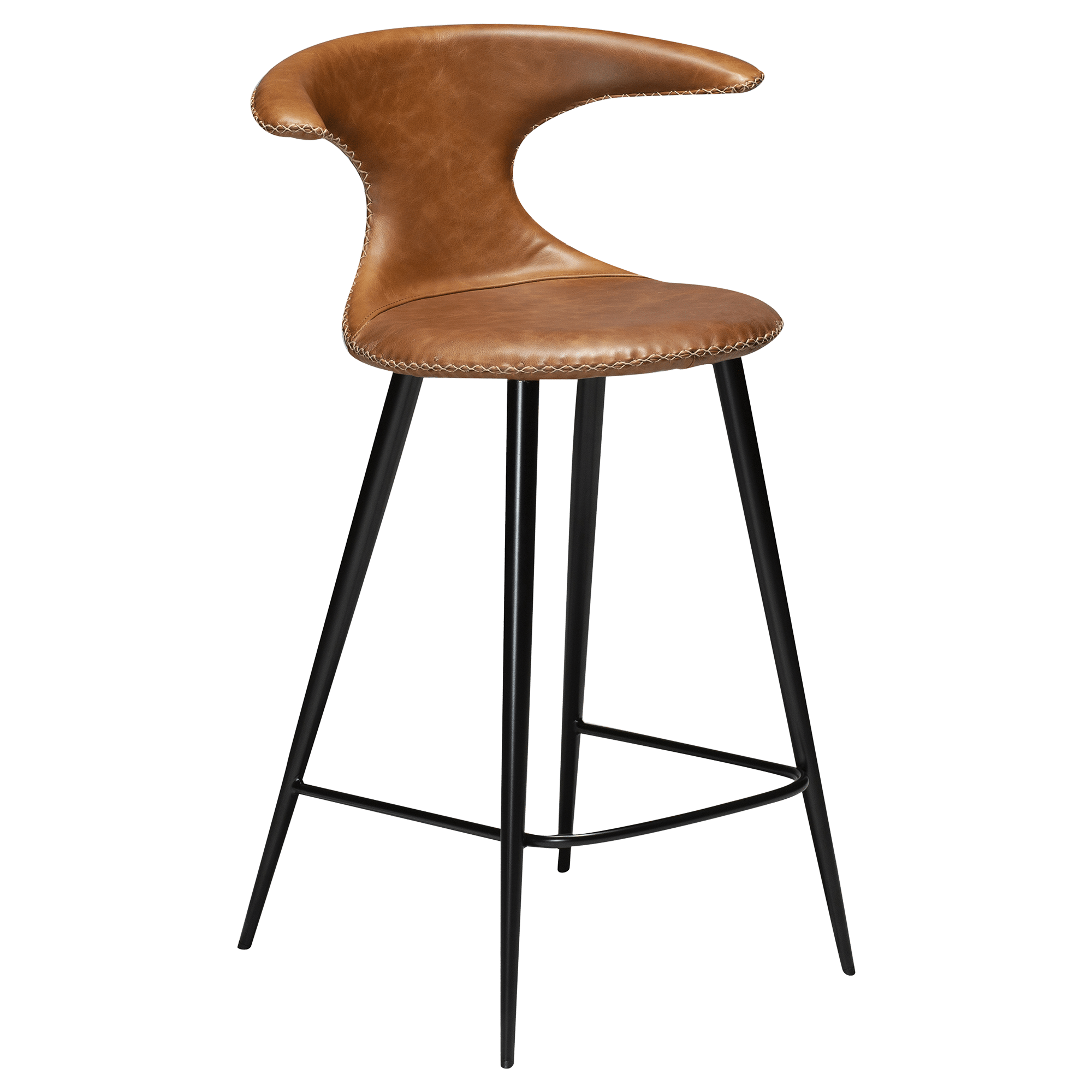 flair-counter-stool-light-brown-leather-with-black-conical-metal-legs-300222594-01-main FLAIR Barhocker – Bild 1