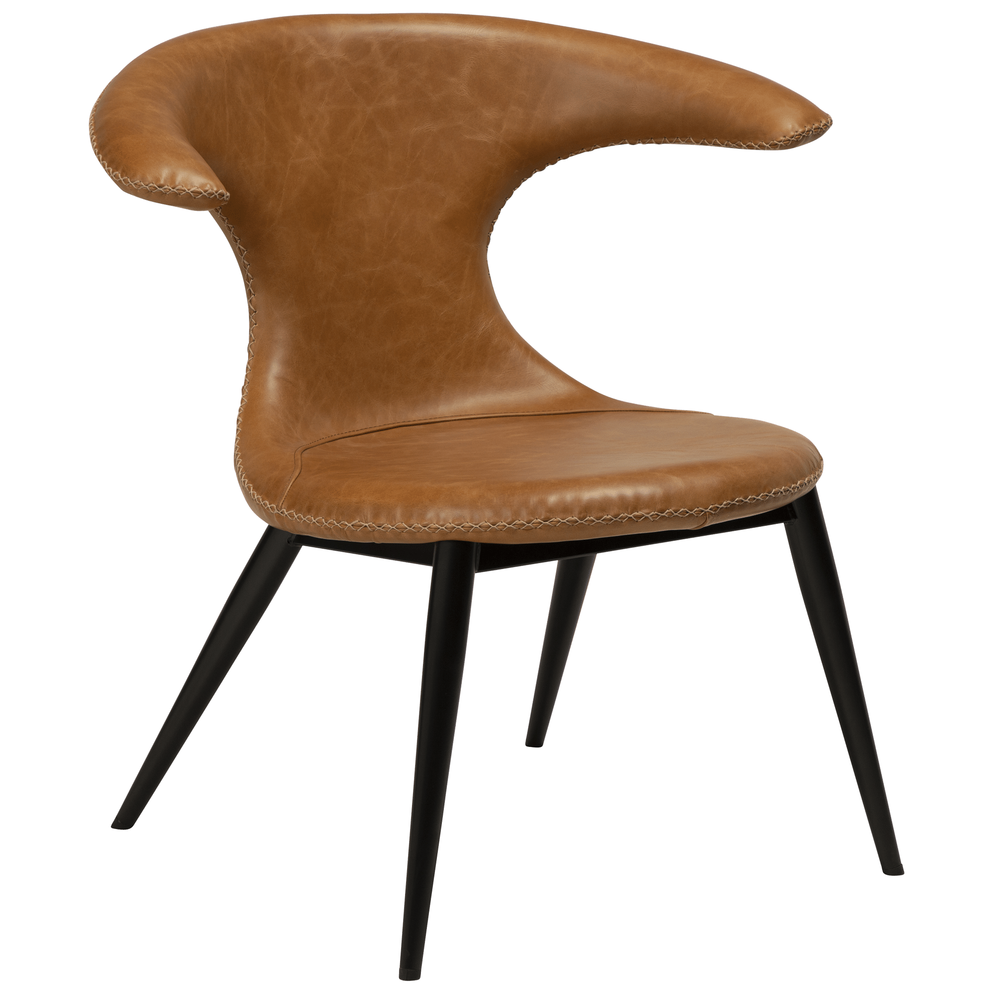 flair-lounge-chair-light-brown-leather-with-black-conical-metal-legs-700222360-01-main FLAIR Loungesessel – Bild 1