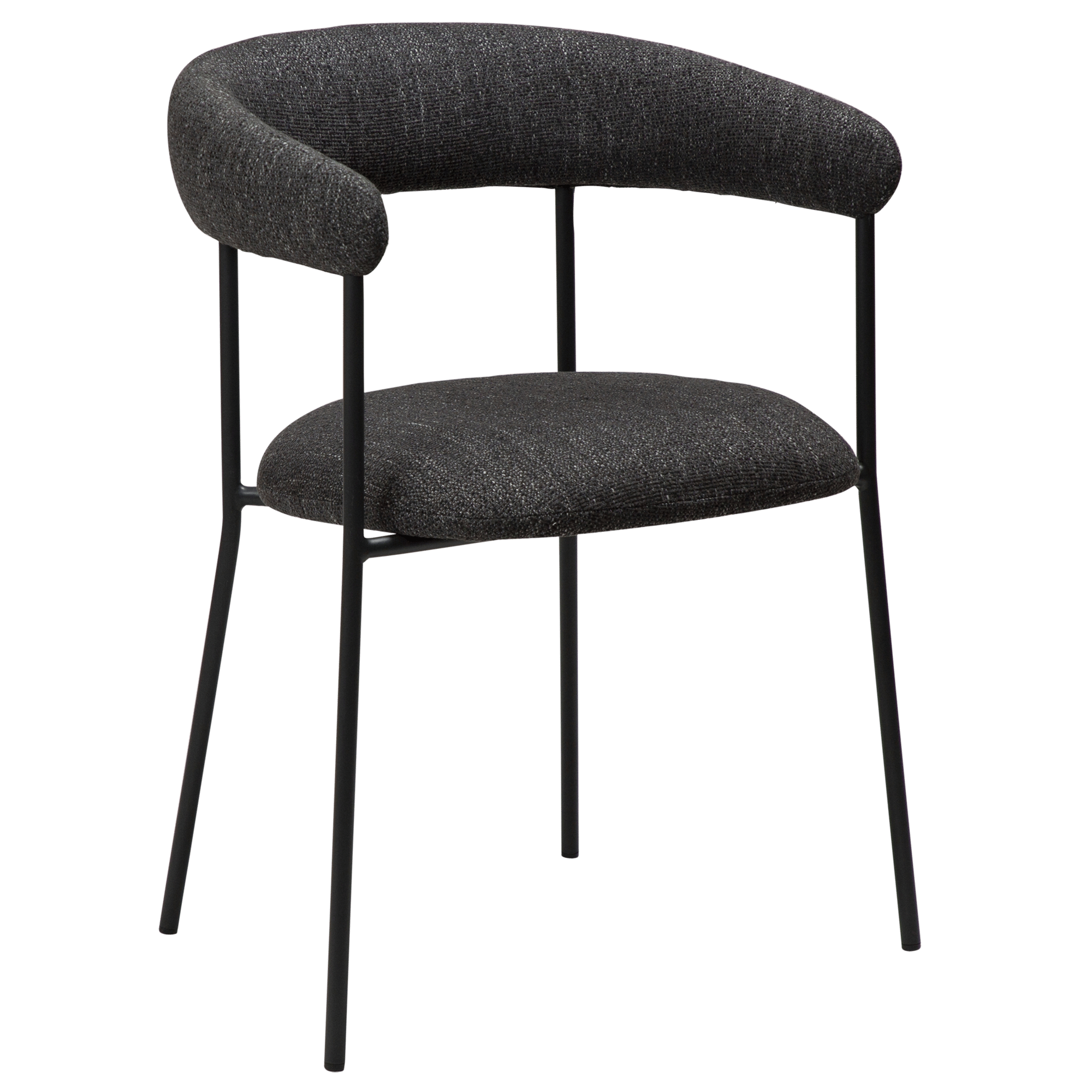 plenti-armchair-raven-black-boucle-fabric-with-black-metal-legs-100350100-01-main PLENTI Sessel – Bild 1