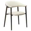 Beige Bouclé, mokkafarbenes Eichenfurnier